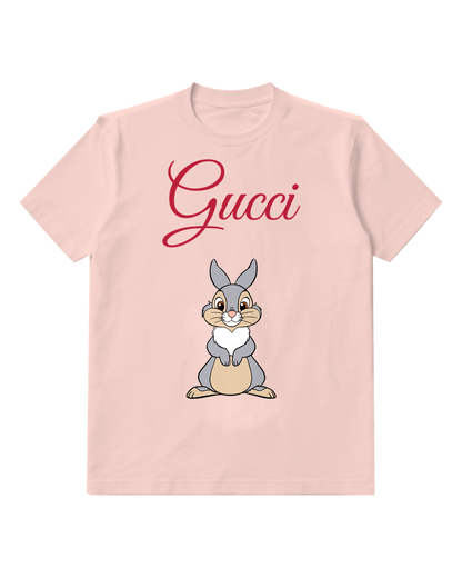 Blush Pink Rabbit Paws On Chest Graphic T-Shirt - front product view