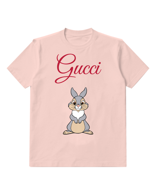 Blush Pink Rabbit Paws On Chest Graphic T-Shirt - front product view