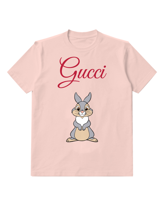 Blush Pink Rabbit Paws On Chest Graphic T-Shirt - front product view