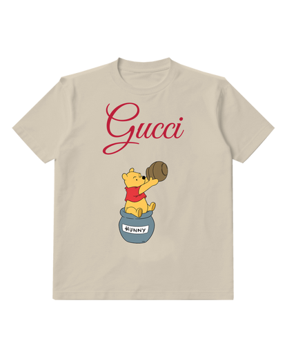 Beige Winnie The Pooh Holding Honey Pot Graphic T-Shirt - front product view
