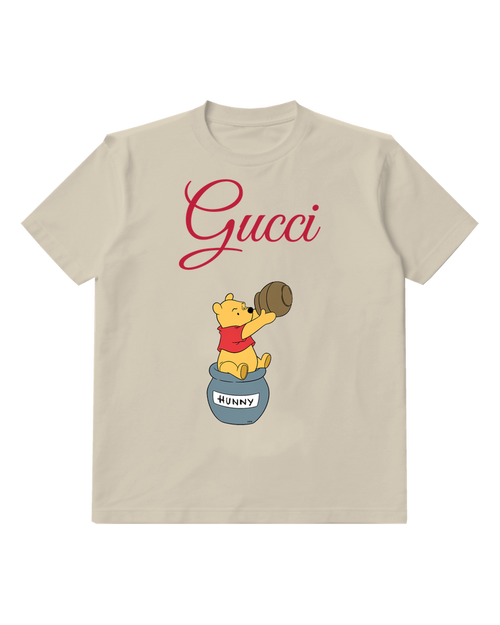 Beige Winnie The Pooh Holding Honey Pot Graphic T-Shirt - front product view