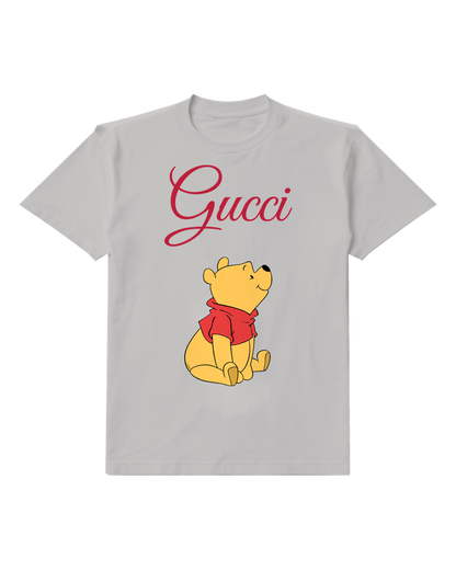 Light Gray Sitting Bear In Red Scarf Graphic T-Shirt - front product view