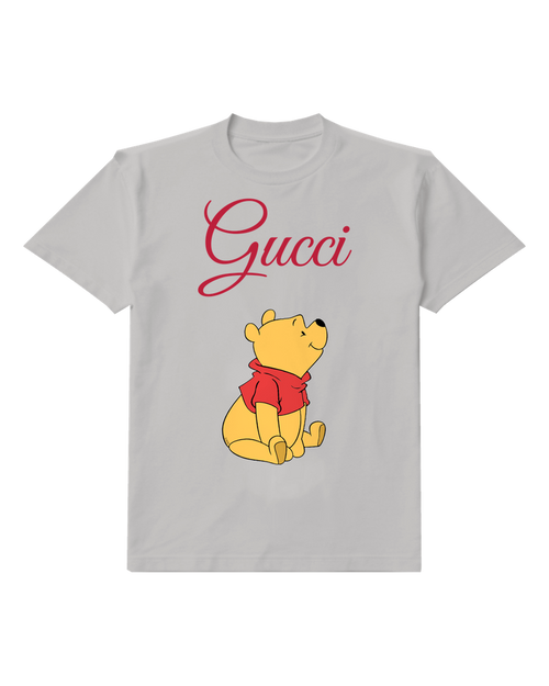 Light Gray Sitting Bear In Red Scarf Graphic T-Shirt - front product view
