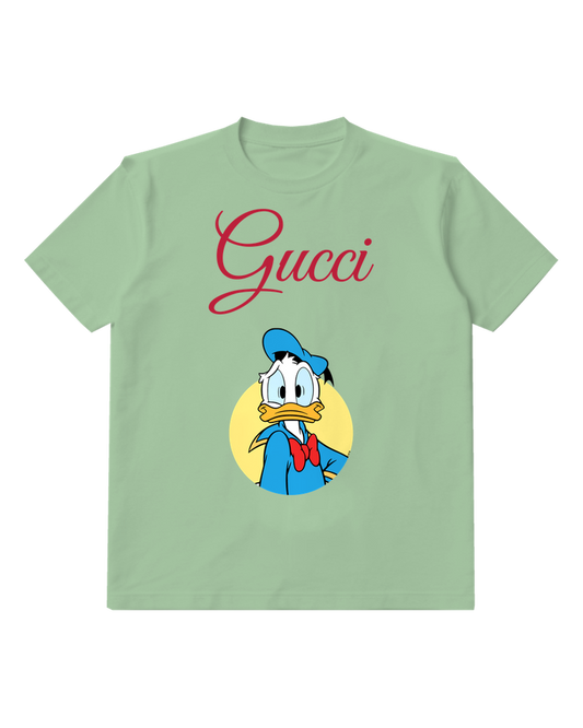 Sage Green Donald Duck Stern Blue Outfit Graphic T-Shirt - front product view