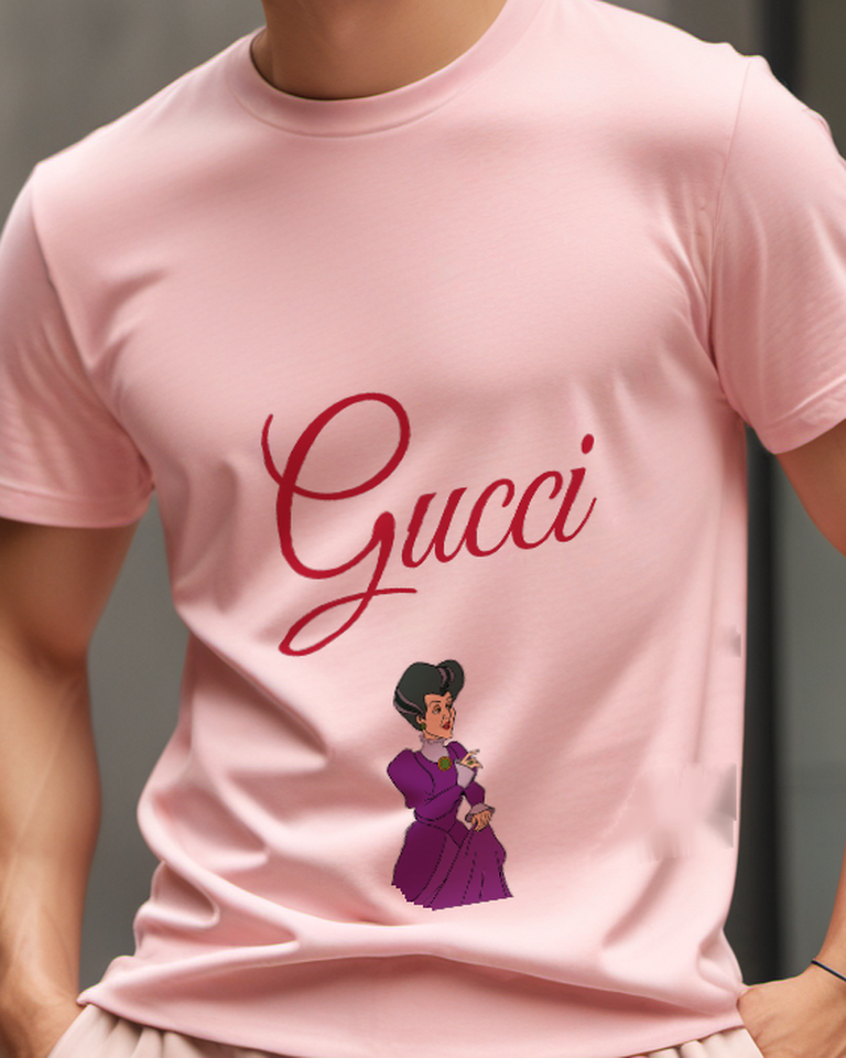 Blush Pink Lady In Purple Gown Hand On Hip Graphic T-Shirt - model wearing view