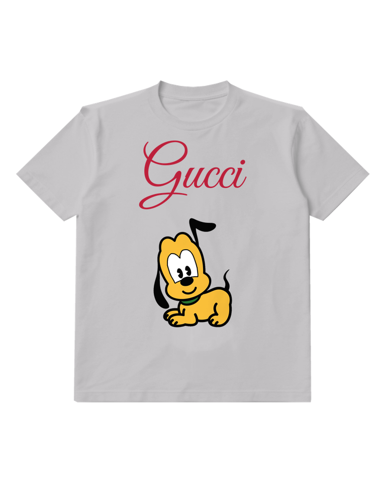 Light Gray Yellow Dog With Black Ears And Tail Graphic T-Shirt - front product view
