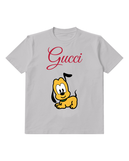 Light Gray Yellow Dog With Black Ears And Tail Graphic T-Shirt - front product view