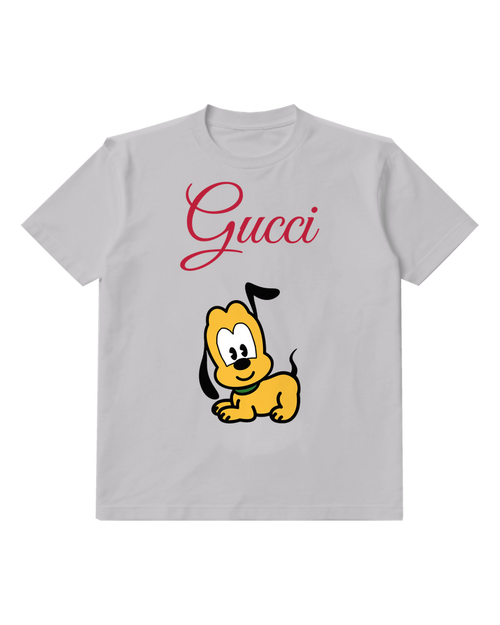 Light Gray Yellow Dog With Black Ears And Tail Graphic T-Shirt - front product view