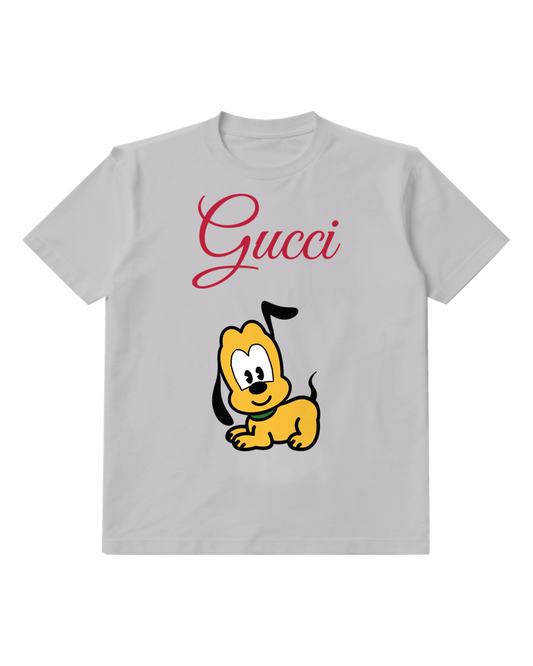 Light Gray Yellow Dog With Black Ears And Tail Graphic T-Shirt - front product view