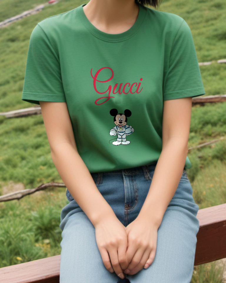 Sage Green Astronaut Mouse Graphic T-Shirt - styled view 5