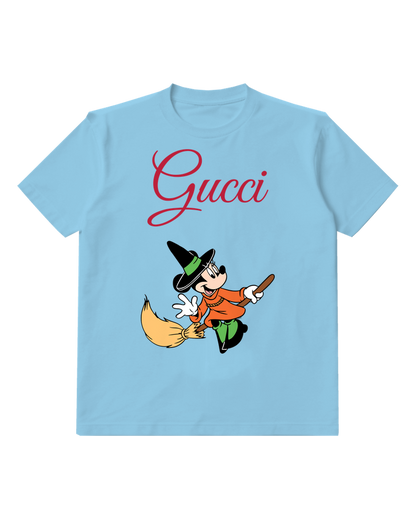 Sky Blue Minnie Mouse Witch Flying On Broom Graphic T-Shirt - front product view