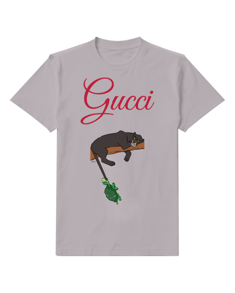 Gray Panther Lounges On Branch Pulls Turtle Graphic T-Shirt - front product view