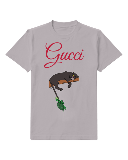 Gray Panther Lounges On Branch Pulls Turtle Graphic T-Shirt - front product view