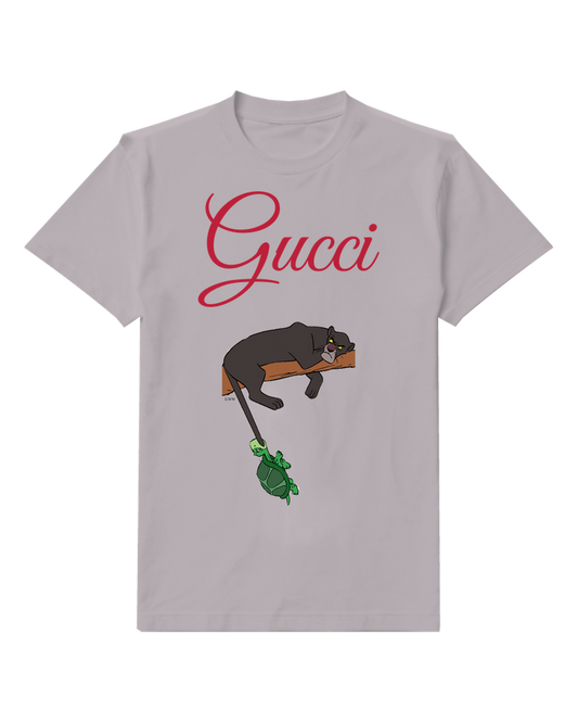 Gray Panther Lounges On Branch Pulls Turtle Graphic T-Shirt - front product view