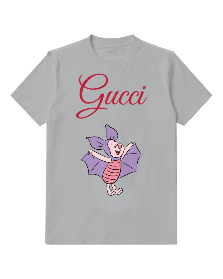 Light Gray Winged Piglet Graphic T-Shirt - front product view
