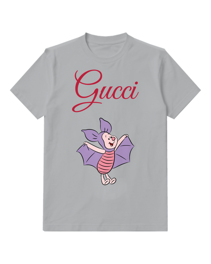 Light Gray Winged Piglet Graphic T-Shirt - front product view