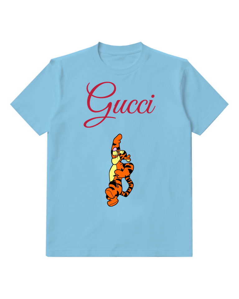 Sky Blue Tigger Jumping Vertically Graphic T-Shirt - front product view