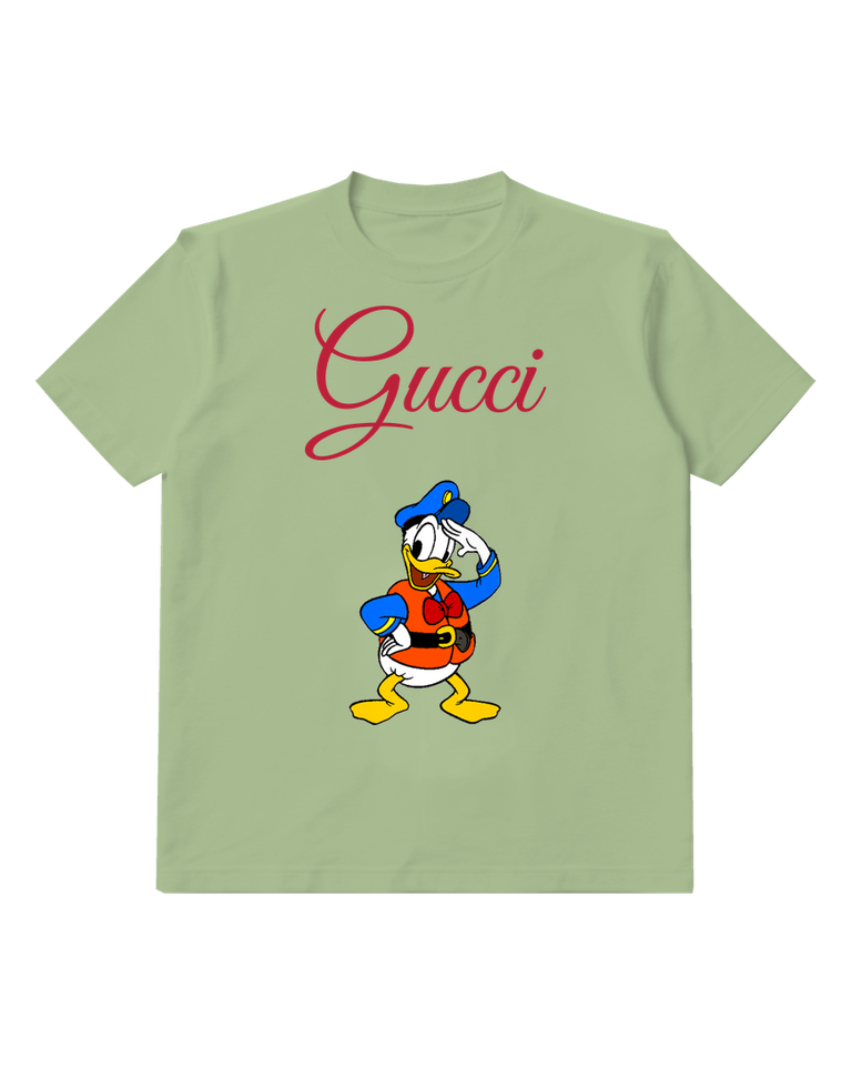 Sage Green Donald Duck Saluting Officer Graphic T-Shirt - front product view