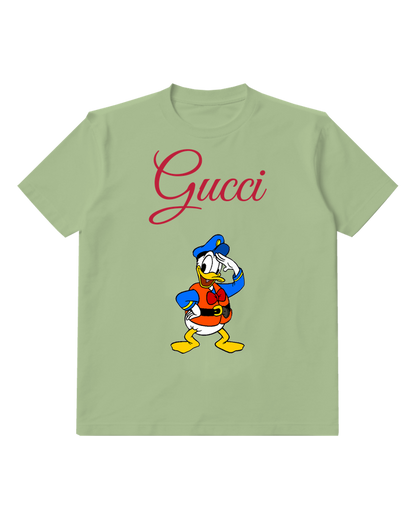 Sage Green Donald Duck Saluting Officer Graphic T-Shirt - front product view