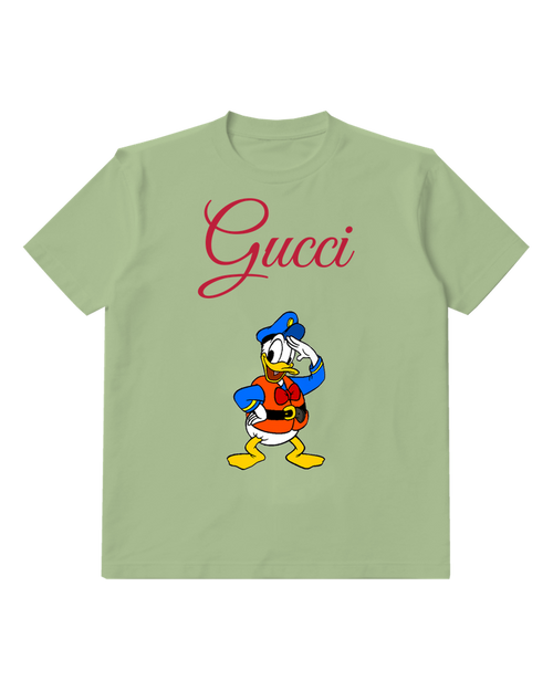 Sage Green Donald Duck Saluting Officer Graphic T-Shirt - front product view