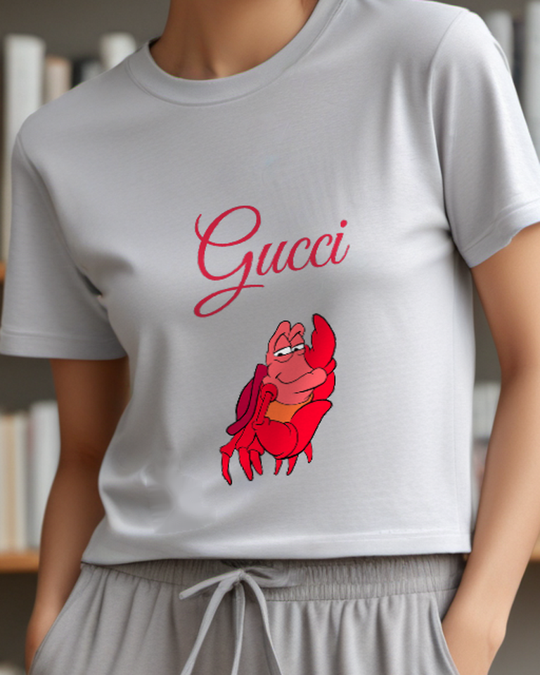 Gray Red Crab With Arms Crossed Graphic T-Shirt - model wearing view