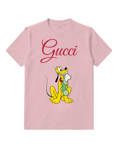 Blush Pink Yellow Puppy Graphic T-Shirt - front product view