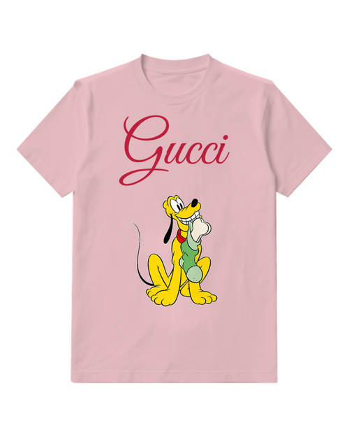 Blush Pink Yellow Puppy Graphic T-Shirt - front product view