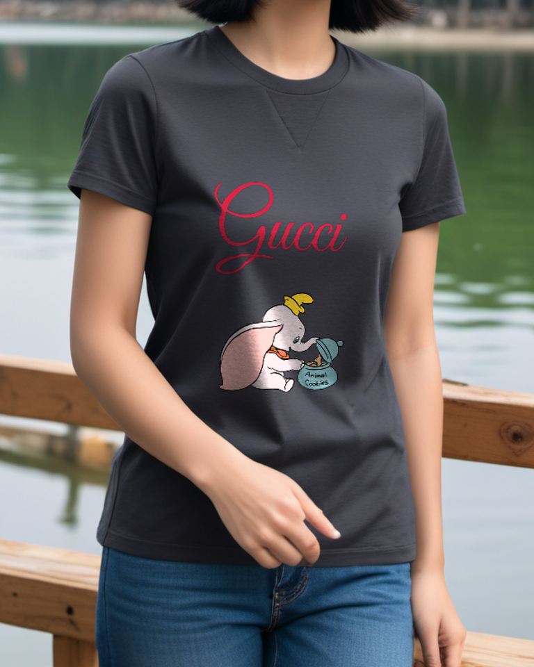 Charcoal Big Eared Elephant Cookie Jar Graphic T-Shirt - styled view 2