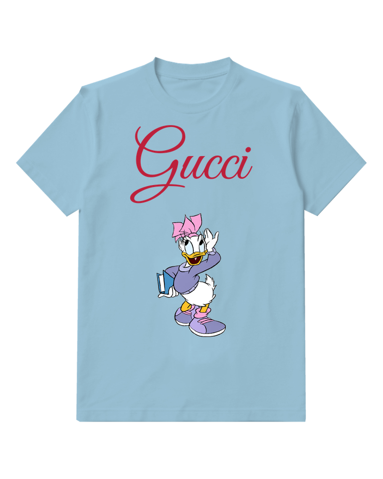 Sky Blue Daisy Duck Waving With Book Graphic T-Shirt - front product view