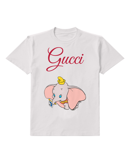 Light Gray Baby Elephant With Hat And Flag Graphic T-Shirt - front product view