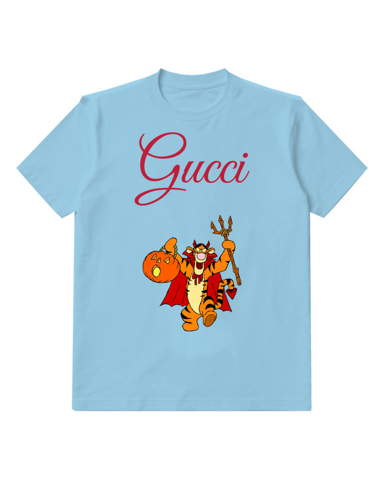 Sky Blue Tigger Halloween Costume Pose Graphic T-Shirt - front product view