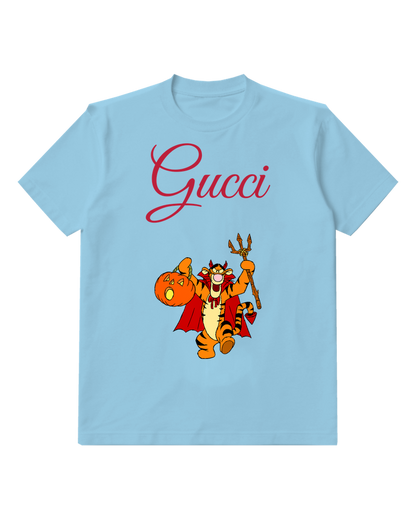 Sky Blue Tigger Halloween Costume Pose Graphic T-Shirt - front product view