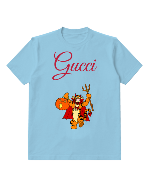 Sky Blue Tigger Halloween Costume Pose Graphic T-Shirt - front product view