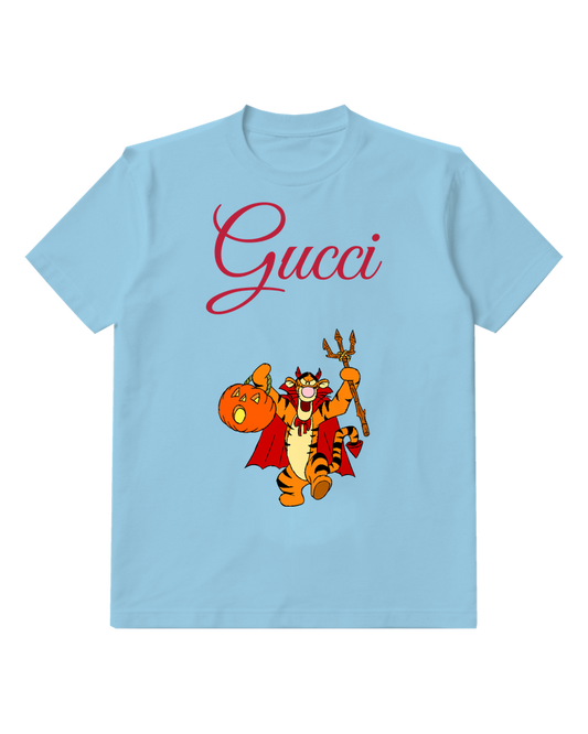 Sky Blue Tigger Halloween Costume Pose Graphic T-Shirt - front product view