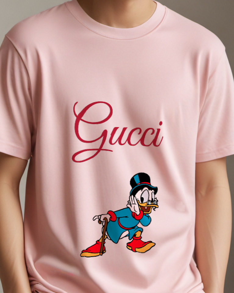 Blush Pink Donald Duck In Walking Pose With Cane Graphic T-Shirt - model wearing view
