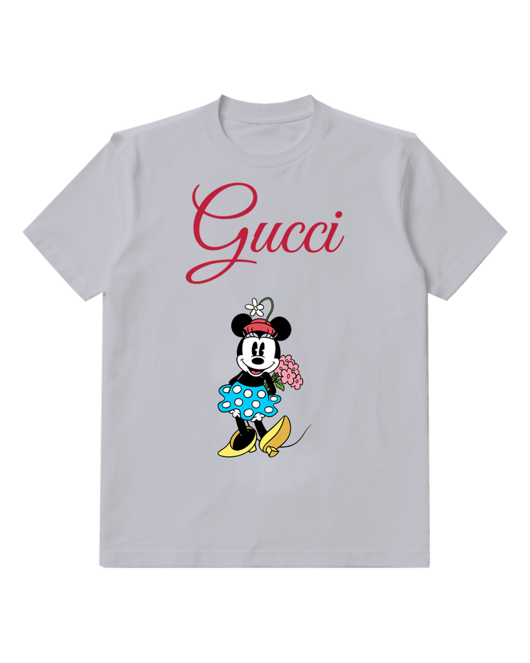 Light Gray Minnie Mouse Holding Flowers Graphic T-Shirt - front product view
