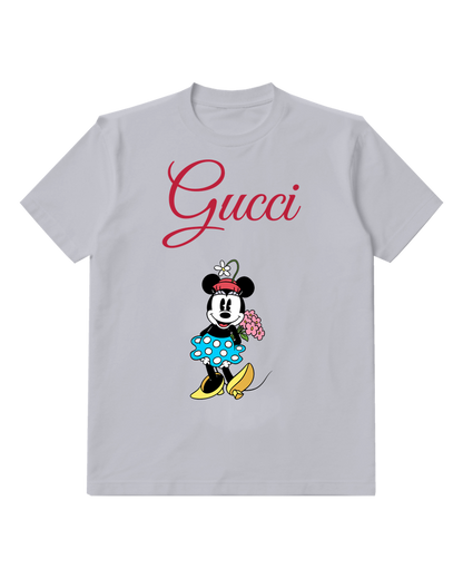 Light Gray Minnie Mouse Holding Flowers Graphic T-Shirt - front product view