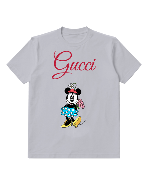 Light Gray Minnie Mouse Holding Flowers Graphic T-Shirt - front product view