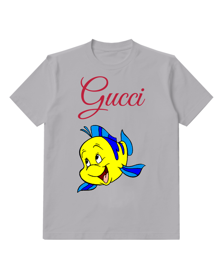Gray Yellow Fish With Blue Fins Smiling Graphic T-Shirt - front product view