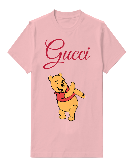 Blush Pink Friendly Waving Bear Graphic T-Shirt - front product view