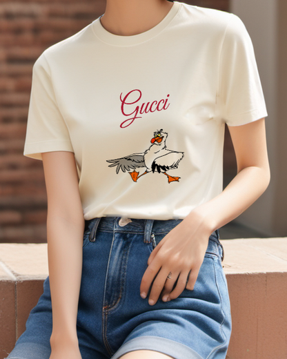Ivory Seagull In Flight With Outstretched Wings Graphic T-Shirt - model wearing view