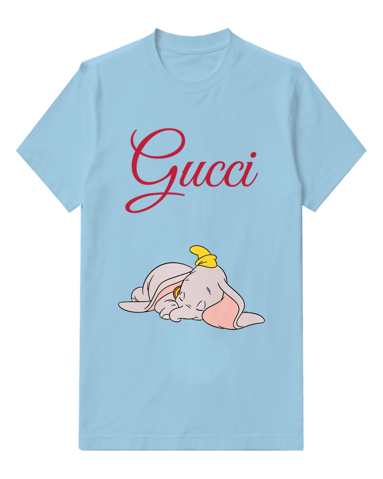 Sky Blue Sleeping Elephant Folded Ears Graphic T-Shirt - front product view