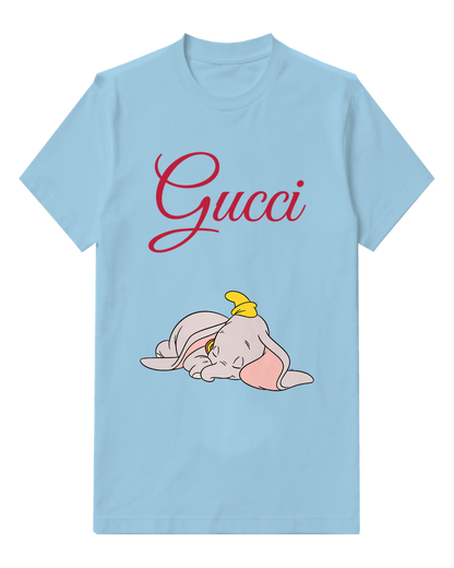 Sky Blue Sleeping Elephant Folded Ears Graphic T-Shirt - front product view