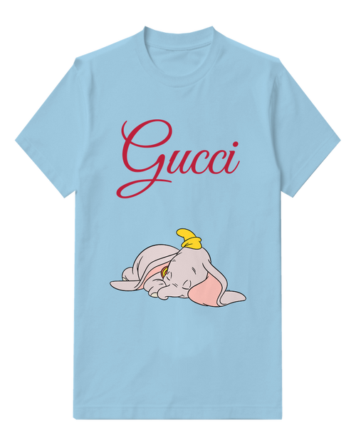Sky Blue Sleeping Elephant Folded Ears Graphic T-Shirt - front product view