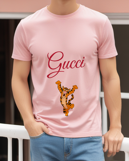 Blush Pink Dancing Striped Tiger Graphic T-Shirt - styled view 4
