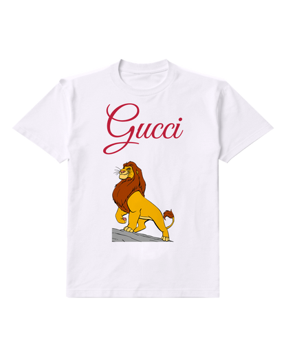 White Mufasa Standing On Rocky Outcrop Graphic T-Shirt - front product view
