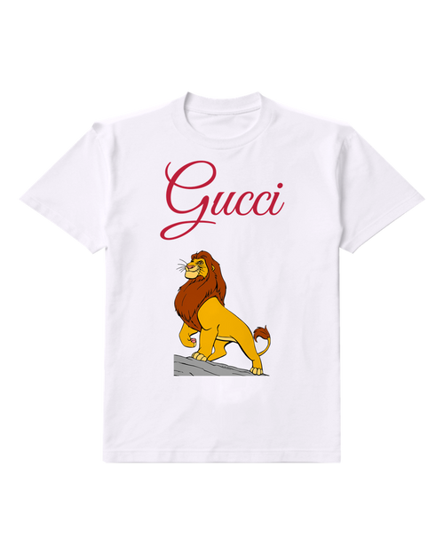White Mufasa Standing On Rocky Outcrop Graphic T-Shirt - front product view
