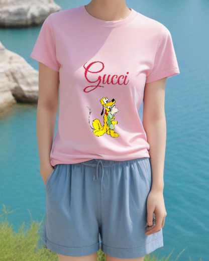 Blush Pink Yellow Puppy Graphic T-Shirt - styled view 5