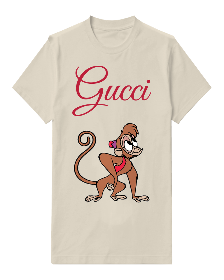 Ivory Monkey In Crouching Stance With Tail Graphic T-Shirt - front product view