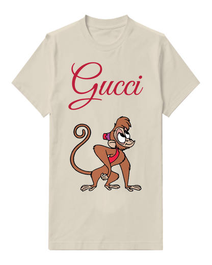 Ivory Monkey In Crouching Stance With Tail Graphic T-Shirt - front product view
